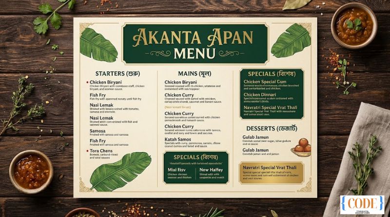 Akanta Apan Menu